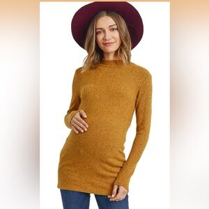 Hello MIZ Mustard Knit Maternity Top